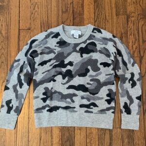 Cashmere Magaschoni women’s  Gray and Black Camouflage Crewneck Sweater size XS